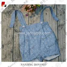 Blue viscose eyelet girls customized overalls